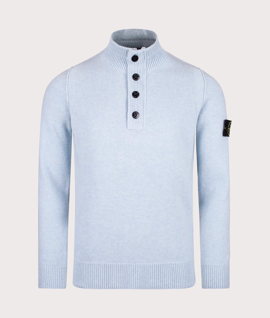 Stone Island Mens Button Neck Lambswool Jumper